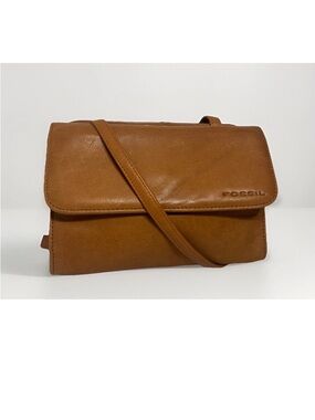 Vintage Fossil Honey Brown Kiss lock Cross Body Shoulder Mini Bag Organizer